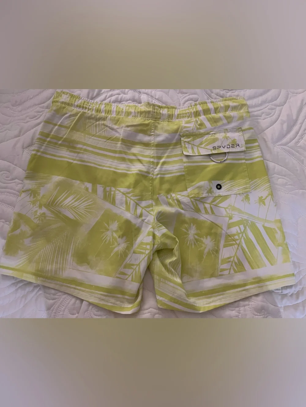 Spyder Men's Lime Green Palm-Print Swim Trunks size Large